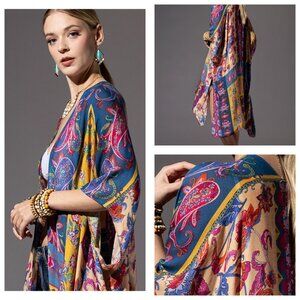 Colorful Floral Paisley & Geometric Print Kimono - Soft & Silky - Lightweight